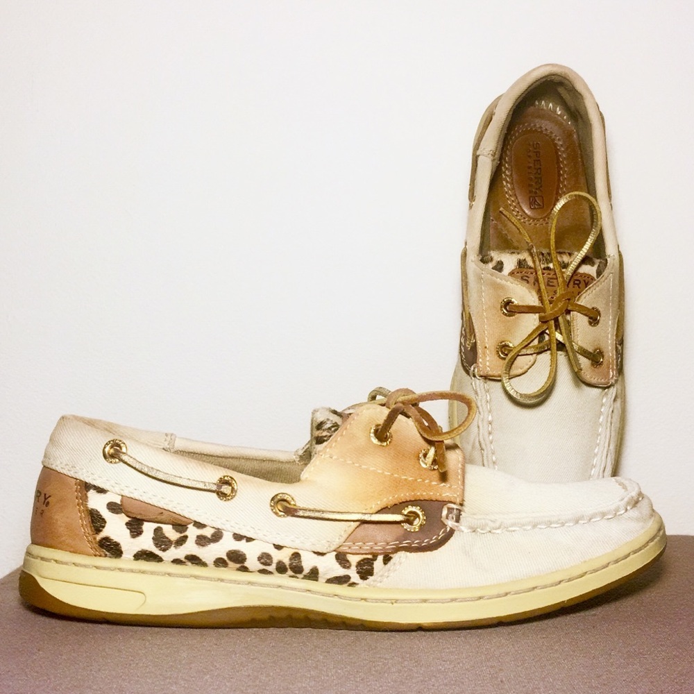 •Sperry• Leopard & Denim Boat Shoe